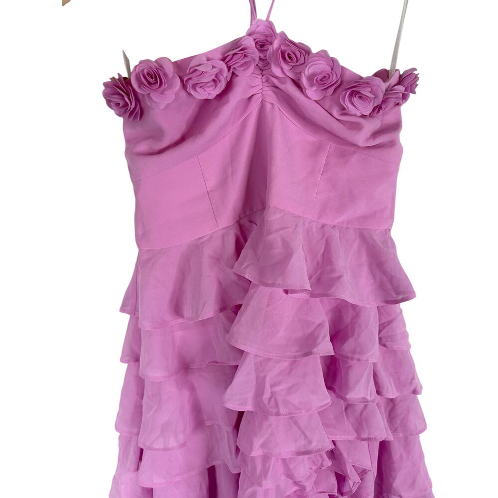 Majorelle Brittan Asymmetrical Gown Halter Rosette Ruffle Prom Hoco Fairy Boho M - Picture 6 of 13